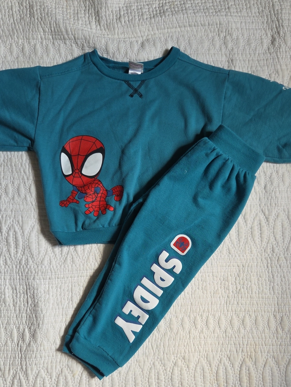 Marvel Spidey 3T Teal Crewneck & Joggers Set